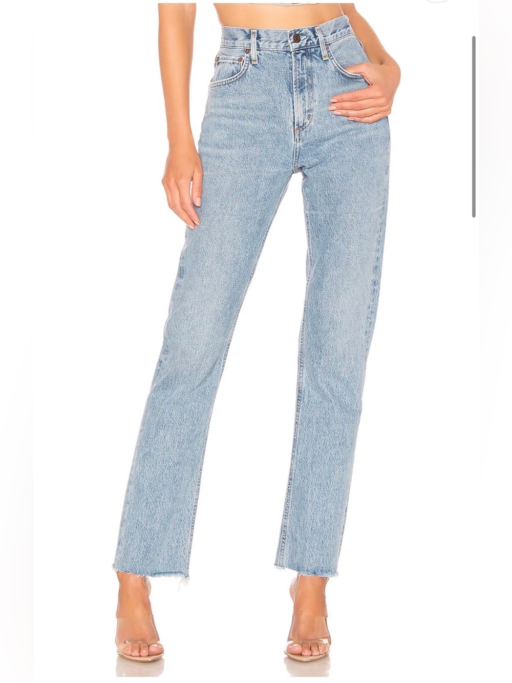 Agolde Riley Light Wash High-Rise Straight Leg Jeans